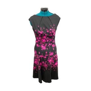 LeLa Rose Dress Cap Sleeves Floral Fit & Flare M